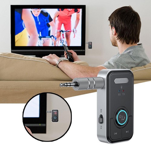 Bluetooth 5.3 Transmitter Receiver Wireless Audio Jack Aux Adapter w/ Mic New - Photo 2/14