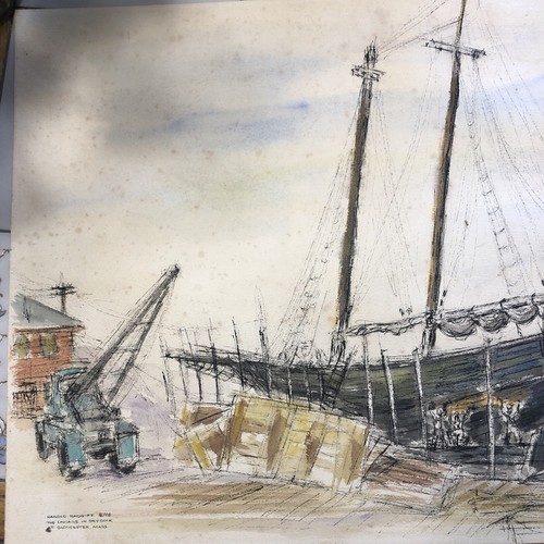 Original Harold Radgiff Watercolor Painting “Glouchester , Mass￼￼.” 1968 - Bild 11 von 11