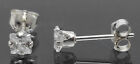 925 Sterling Silver 3mm Princess Cut Square Clear White Cz Stud Post Earrings