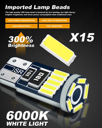 XWQHJW 5* T10 LED License Plate Light Bulb 6500K Super Bright White 168 2825 194 - Picture 8 of 10