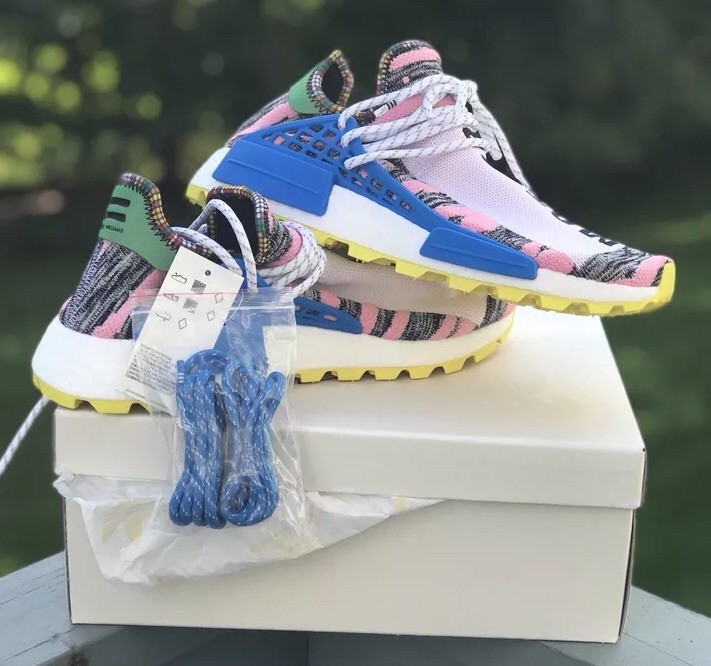 NEW ADIDAS PHARRELL WILLIAMS HU HUMAN RACE NMD SOLAR PACK PINK YELLOW SZ 8.5 NEW ADIDAS PHARRELL WILLIAMS HU HUMAN RACE NMD SOLAR PACK PACK PACK PINK YELLOW SZ 8.5 41d604