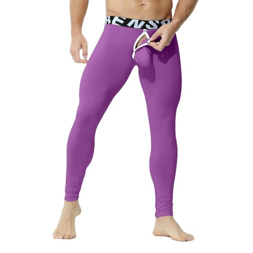 Pantaloni leggings uomo sexy termici lunghi Johns U convessi separati tasca aperta intimo - Foto 7 di 31