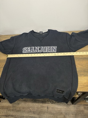 Y2K SEAN JOHN Spellout Embroidered Crewneck Block Letter Streetwear Vintage - Picture 11 of 14