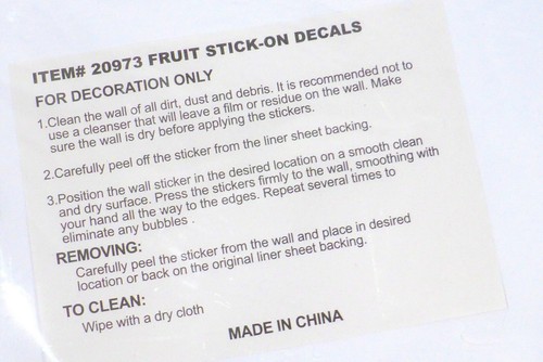 Collections Inc Fruit Decals Apples Pears Cherries Grapes 5 sheets 45 Total - Picture 3 of 8