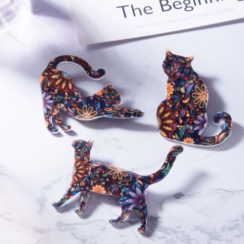 Acrylic Handmade Printing Flower Animal Dog Cat Brooch Pin Fashion Women Jewelry - Foto 4 di 25