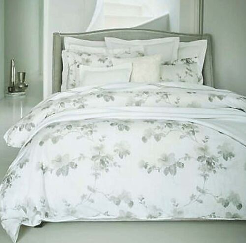 Sferra Barletta Euro Sham Long Staple Cotton Tin Grey Floral Print Percale New - Picture 2 of 2