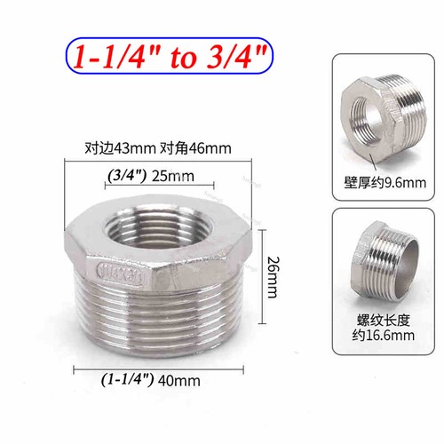 BSPT Male to Female Reducing Bush Adaptors Nipple-Socket Brass/Stainless Steel - Picture 57 of 81