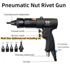 1/4" Industrial Self-Lock Head Pneumatic Riveter Air-powered Nut Rivet Gun Tool