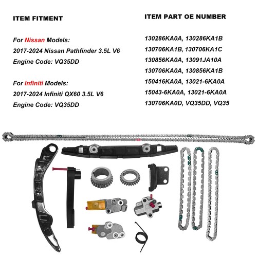 For 17 18 19-24 Infiniti QX 60 Nissan Pathfinder 3.5 VQ35DD V6 Timing Chain Kit - Picture 2 of 9