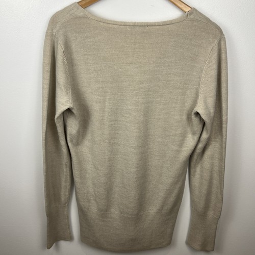 New York & Company Taupe Long Sleeve Women’s V-neck Knit Sweater Tunic Casual Lg - Bild 2 von 19