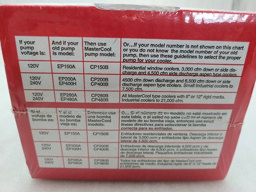 NEW Mastercool 7500 Mod CP400B 240Volt Evaporative Swamp/EVAP Cooler Water Pump - Picture 5 of 8