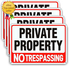 4 Pack Large No Trespassing Signs Private Property, 8X12 Inch Rust Free Aluminum