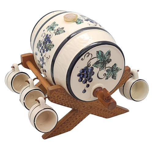W. Germany Handarbeit Porcelain Whiskey Barrel & Cups Miniature Vintage - Picture 20 of 20