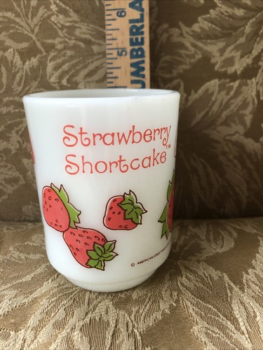 Vintage Strawberry Shortcake Milchglas Becher American Greeting 1980 Anchor Hocking - Bild 5 von 7