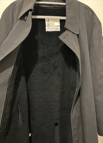 London Fog Wamsutta Men’s Trench Coat Size 44 Regular Gray Fleece Lining Zip Out - Picture 4 of 6