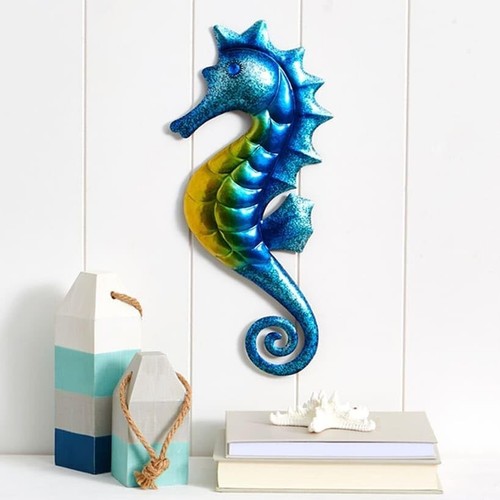 Nautical metal Seahorse Wall Decor Sealife Turtle Crab Shore Beach Wall Art - Picture 3 of 6