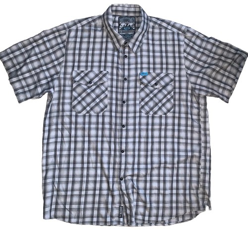 Camicia Dixxon Flannel Co manica corta a quadri perle a scatto vagabonda bambù uomo XXL