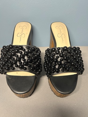 Sandalias Jessica Simpson Plataforma Perla Negra Estilo Telina Talla 9 - Imagen 2 de 6