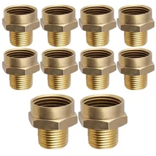 Feamle Garden Hose Adapter, 3/4" FH x 1/2" MIP Brass Lead Free 10 Pack