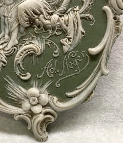 AD NEYER ARGENTINA OLD JASPERWARE ART NOUVEAU CUPID LADY FRANCO ENGLISH PHARMACY - Imagen 7 de 15