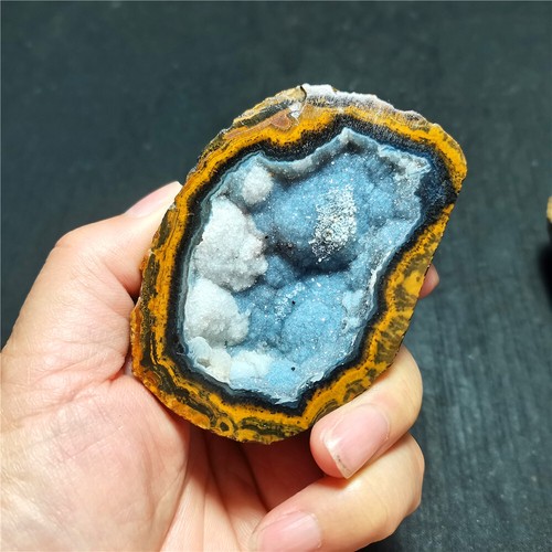 TOP 252G Natürliche Innere Mongolei Gobi Auge Achat Kristall Geode Heilung BY1273 - Bild 7 von 13