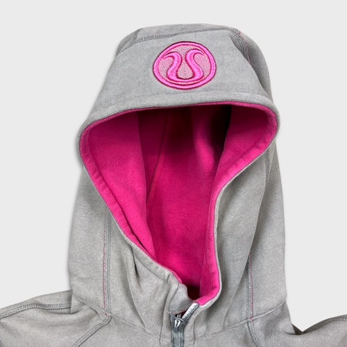 Lululemon Scuba Hoodie Damen Größe 8 grau durchgehender Reißverschluss Sport Kapuzenpullover - Bild 2 von 7