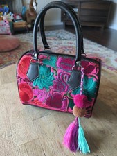 Mexican Embroidered Purse Floral Bag Bolsa Bordada Mexicana Con Flores Swan Zip