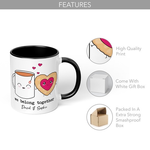 Valentines Day Mug Personalise Boyfriend Girlfriend Him Her Wife Tea and Biscuit - Picture 4 of 31