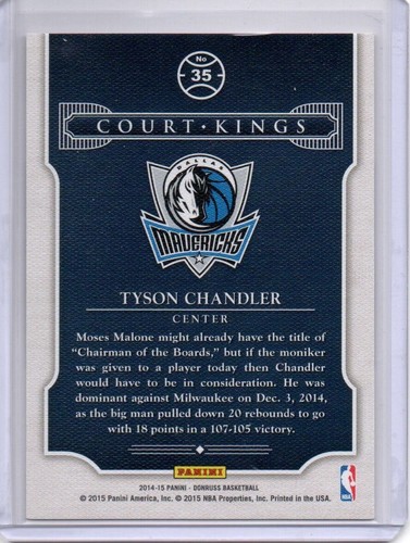 Tyson Chandler 2014-15 Panini Donruss-Court Kings Press Proof Purple #35 13/199 - Picture 2 of 2