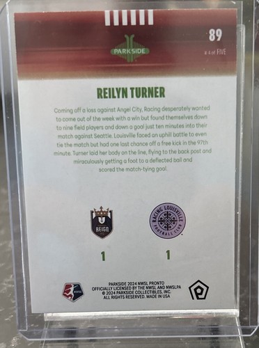 2024 Parkside NWSL Pronto Reilyn Turner #89 Red /5 - Racing Louisville - Picture 2 of 2