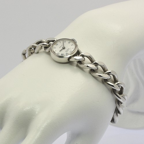 ♦♦ Orologio da polso da donna ERMI in argento 835 orologio in argento cinturino in argento carica manuale - Foto 2 di 10