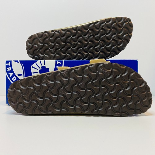 BIRKENSTOCK Arizona Slide Sandals Gold Leather Natural Cork Women's Sz 8 Narrow - Picture 10 of 12