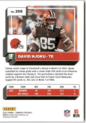 2022 Donruss #208 David Njoku Red Press Proof - Picture 2 of 2