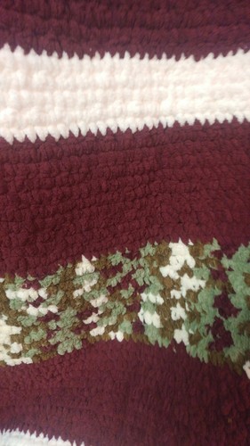 Crocheted Baby Blanket, Maroon, Camo - Picture 3 of 3