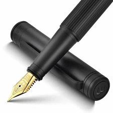 Lighthouse series fountain pen matte black pen body delicate vertical lines f...