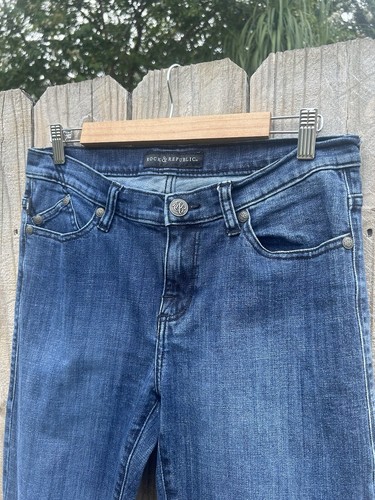 Rock & Republic Jeans Damen 10 Blau Kasandra Bootcut Dark Wash Mid Rise Stretch - Bild 2 von 7