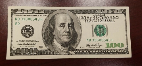 Series 2006 A ~ US One Hundred Dollar Bill Note $100 ~ New York KB 33600543 H