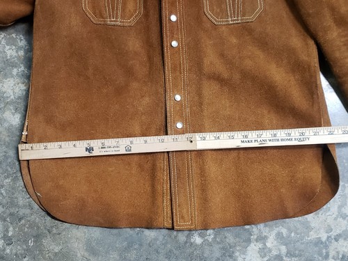 Joo Kay braune Wildleder Lederjacke Herren Western Pearl Druckknöpfe Hausarbeit Mantel Gr. 42 Vintage - Bild 14 von 17