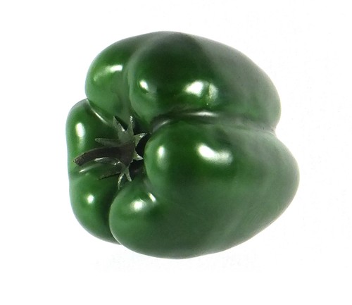 Artificial Bell Pepper Green - Plastic Decorative Vegetable Peppers Fake - Picture 2 of 4