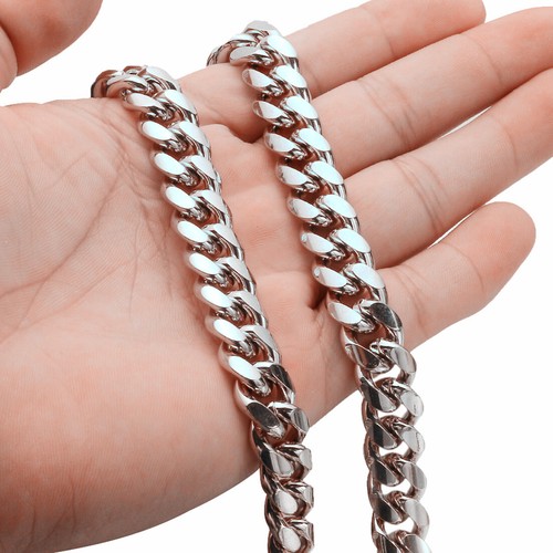 6mm-14mm Mens Miami Cuban Link Chain SOLID Stainless Steel Necklace or Bracelet - Picture 11 of 29