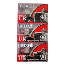 3 New Sealed Maxwell UR 90 Minute Blank Audio Cassette Tape Recorder Normal Bias