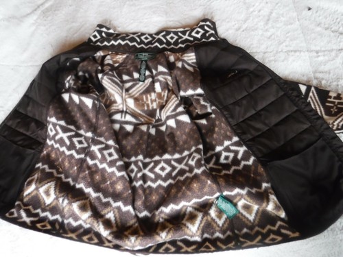 Womens Ralph Lauren Size P L Brown Zipper Front Fleece Petite Large - Picture 3 of 7