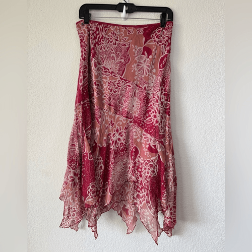 Jonathan Martin Studio 100% Silk Handkerchief Hem Skirt Boho Sz 14 Fairy Y2K - Picture 5 of 5