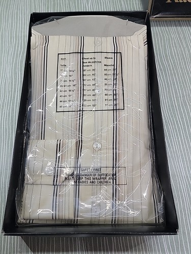 Vintage Rael Brook Men's Beige Striped Shirt 16.5" 42cm NEW Unworn Boxed - Picture 5 of 7