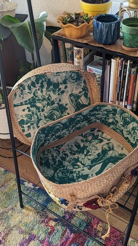 Bolso de paja bordado de rafia - boho floral hippie mcm cottagecore fairy  - Imagen 10 de 12