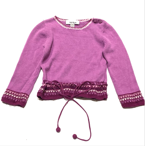 Amy Byer Girls Size Small 5 Pink Long Sleeve Sweater Crochet Tie Cotton Ramie - Picture 7 of 14