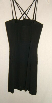 MOSCHINO Womens 0 Tuxedo SEXY RARE Vintage Black RIBBON Mini Designer Dress