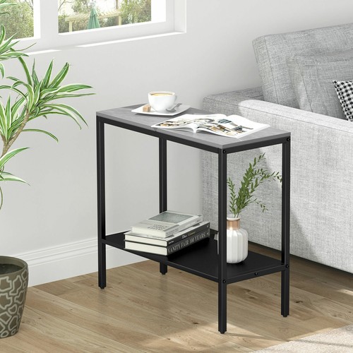 Rectangle Round Marble Coffee Table Anti-stain Nesting Accent Table Metal Frame - Picture 42 of 62