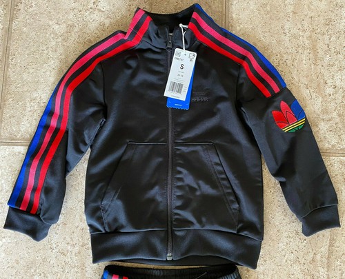 Adidas Boys Adicolor 3D Trefoil Track Suit Black Multicolor GN6797 S 4-5 - Picture 3 of 12