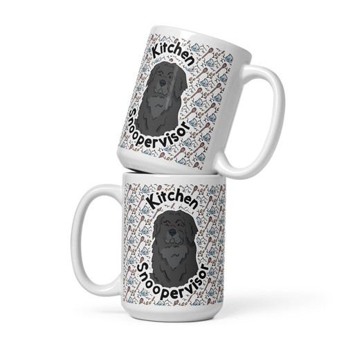 Black Newfoundland Dog Kitchen Snoopervisor Mug 15 oz Funny Pet Portrait Gift - Picture 10 of 24